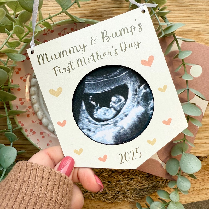Bump & Mummy To Be’s First Mother’s Day Scan Photo Decoration, Mother&#39;s Day Gift From Bump, Bump 1st Mother&#39;s Day, Pregnancy Scan Photo (PR)