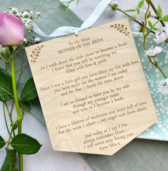 MOTHER Of The BRIDE Hanging Wooden Sign Plaque - Gift For Mother Of The Bride - On My Wedding Day - Gift For Mum - Wedding Favour, Hen Party