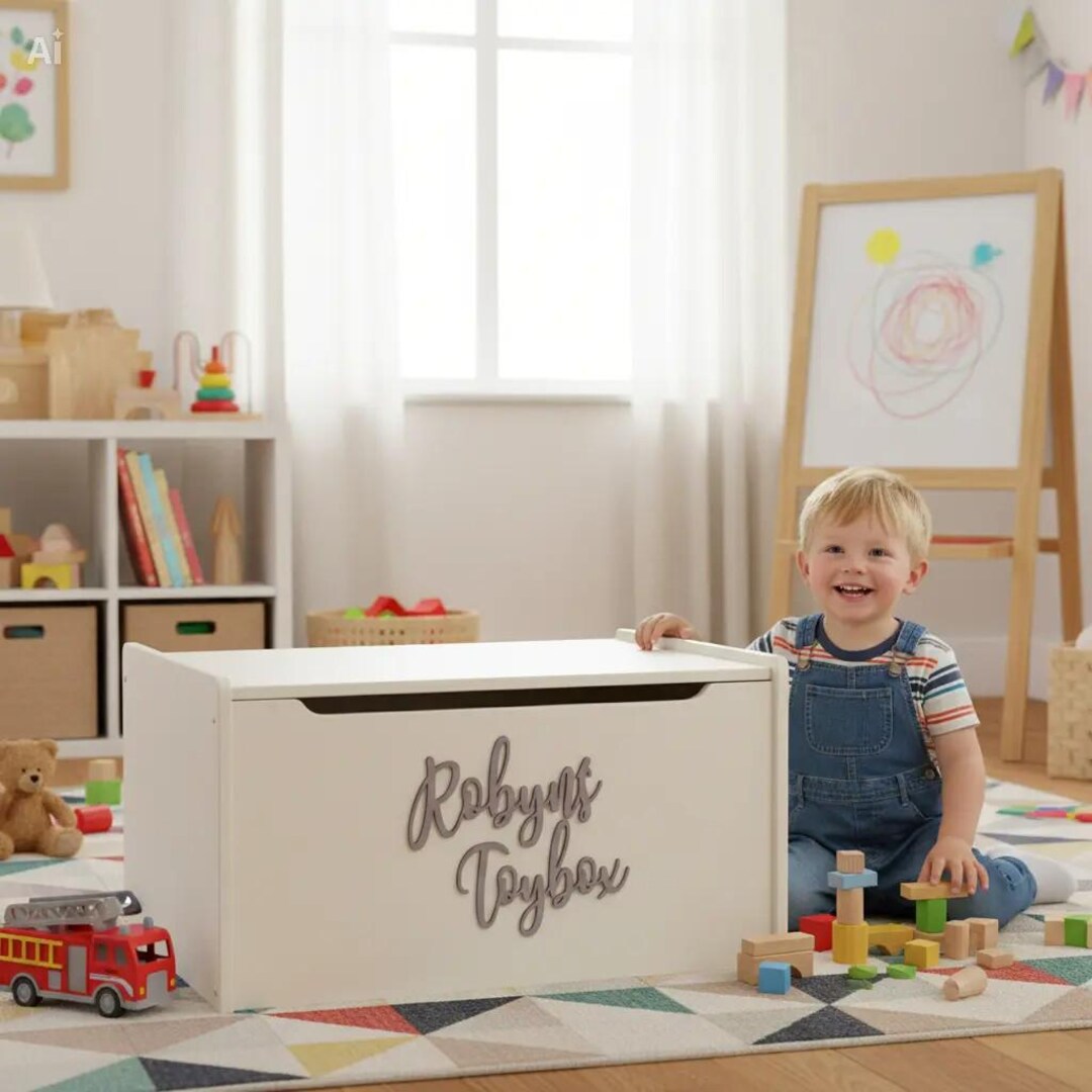 TOY BOX Personalised Wooden Sign - Wooden Toy Box Name - Children's ...