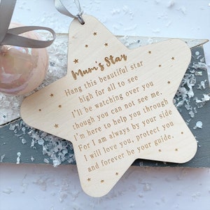 Your Guiding Star Personalised CHRISTMAS Hanging Star Decoration, Memorial Decoration, Miss You Ornament Memory Grief & Loss Memorial Star