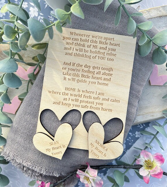 Tarjeta de madera Whenever We're Apart Love Token - Fichas de amor personalizadas - Regalos para parejas - Fichas de amor -