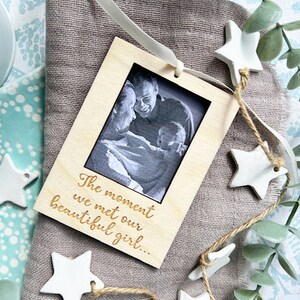 The Moment We Met You Hanging Mini Frame Scandi Boho Decor New Parents Newborn Gifts Decor For Nursery, Baby's 1st Photo, Maternity image 3