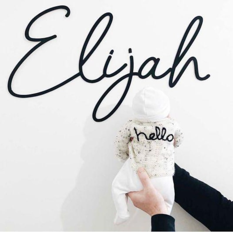 Scribble Font Wooden Name Sign – Personalised Nursery Wall Decor afbeelding 5