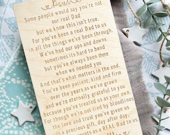 My STEP DAD Personalised Plaque - Step DAD On Your Birthday - Stepfather Gift - Like A Dad Present, Step Daddy Poem Verse, Keepsake Dad Gift