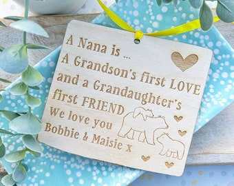 GRANDPARENT First Love First Friend Hanging Plaque - Gift For Grandparents - Grandson & Granddaughter - Personalised MOTHER'S DAY Gift