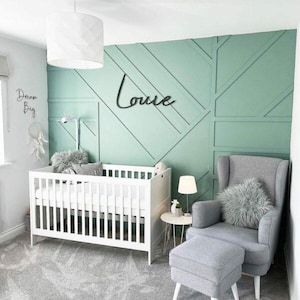 Scribble Font Wooden Name Sign – Personalised Nursery Wall Decor afbeelding 12
