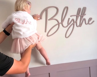 Personalised Wooden Name Sign | Nursery & Kids Room Decor - Various Sizes and Colours - Scribble Font