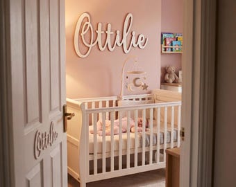 FREE Door Sign With Swirly Name Sign 60cm or 80cm, Large Nursery Decor, Kids Bedroom Statement, UK Handmade