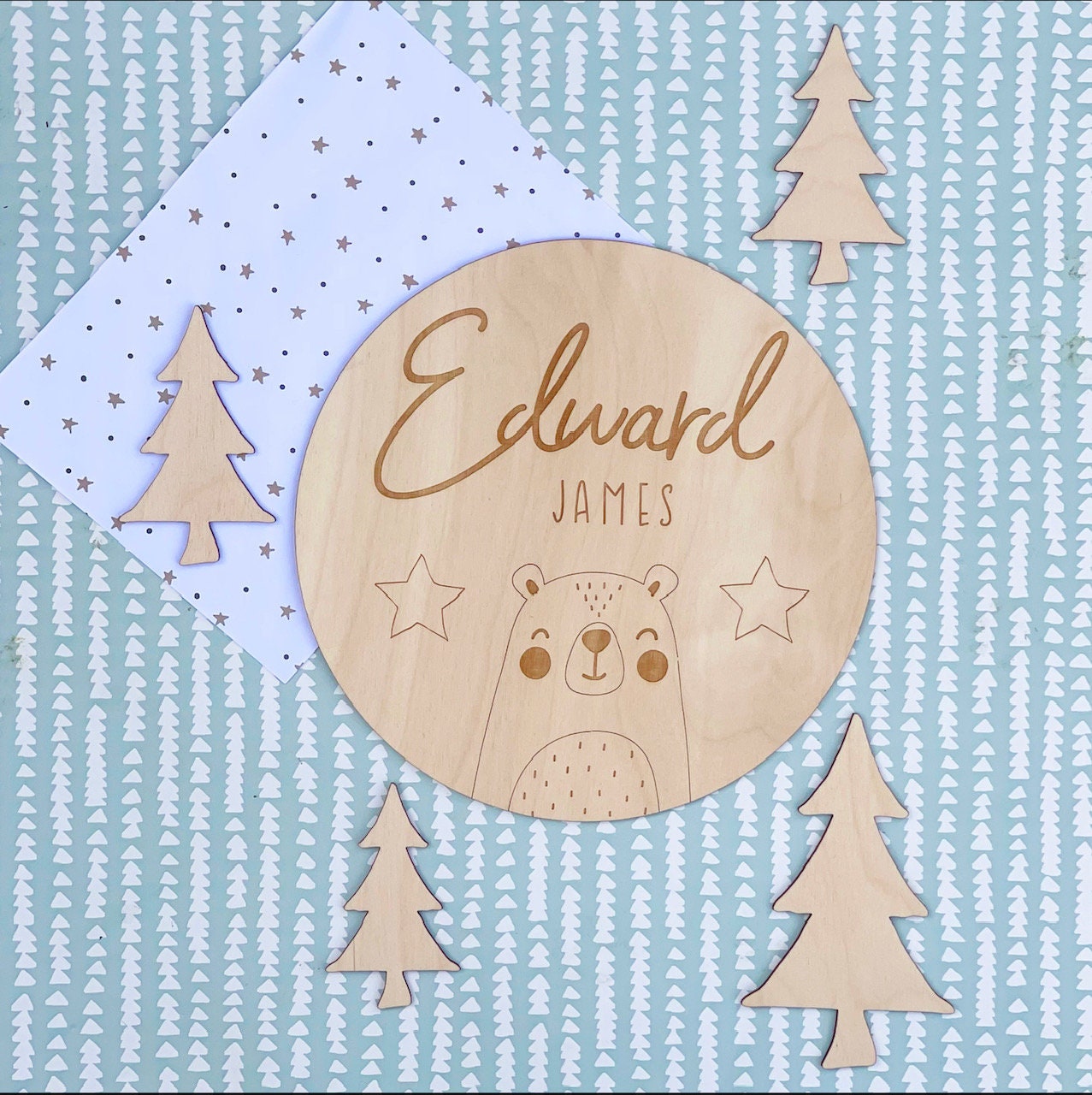 Bebé oso personalizado nombre de madera signo decoración | Etsy