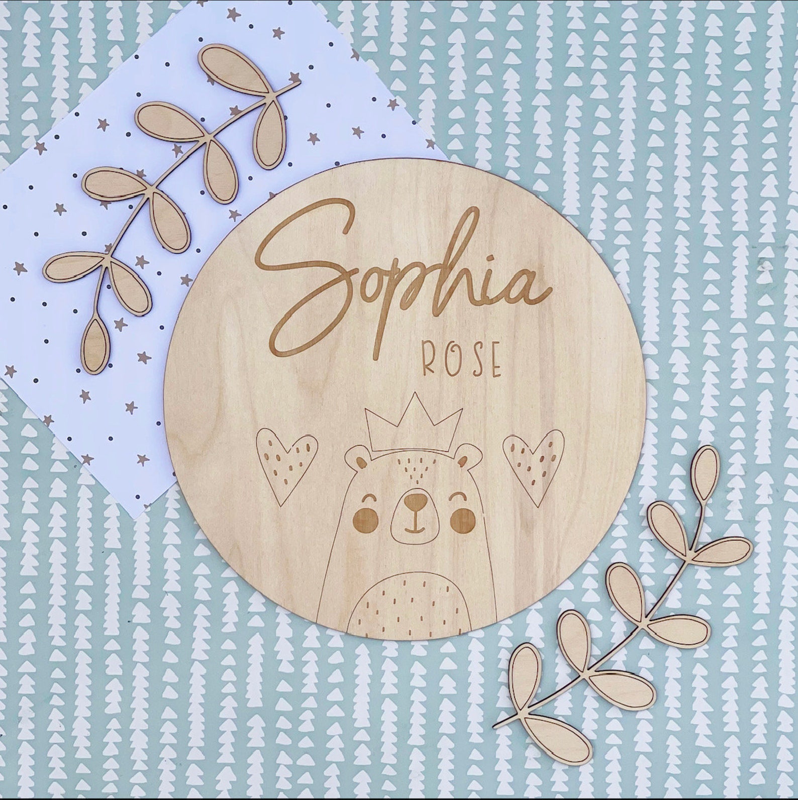 Bebé oso personalizado nombre de madera signo decoración | Etsy