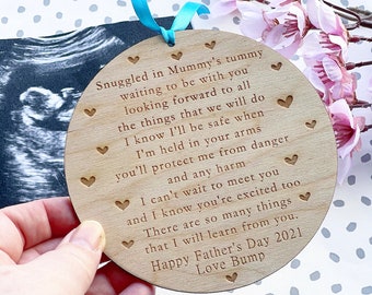 FATHER'S DAY Daddy To Be Grandparent To Be Poem Plaque - I Can't Wait To Meet You, Pregnancy Announcement, Father To Be Gift, Gift From Bump