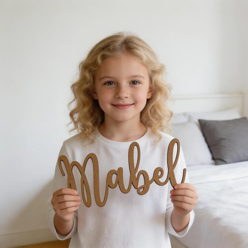 Letrero de madera personalizado con nombre - Decoración de pared a medida - Letrero con nombre para bebé para la habitación infantil - Decoración del hogar - Letrero con nombre para dormitorio infantil - VARIOS TAMAÑOS imagen 8