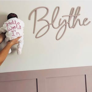 Scribble Font Wooden Name Sign – Personalised Nursery Wall Decor