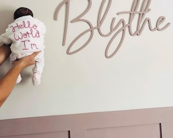 Scribble Font Wooden Name Sign – Personalised Nursery Wall Decor