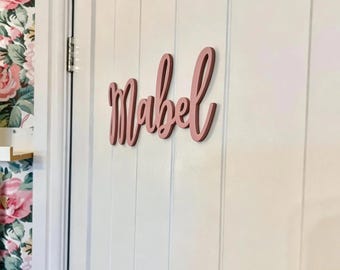 WOODEN NAME SIGN - Bedroom Door Sign - Various Sizes & Colours - Name Plaque - Door Name Plaque - Nursery Plaque - Room Sign - Room Decor