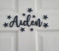 Coloured Acrylic Door Name Sign with Stars or Hearts - Nursery or Children&#39;s Bedroom Sign - Baby Name - Laser Coloured Acrylic Toy Box Sign