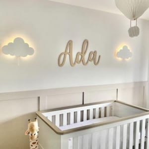 Letrero de madera personalizado con nombre - Decoración de pared a medida - Letrero con nombre para bebé para la habitación infantil - Decoración del hogar - Letrero con nombre para dormitorio infantil - VARIOS TAMAÑOS imagen 9