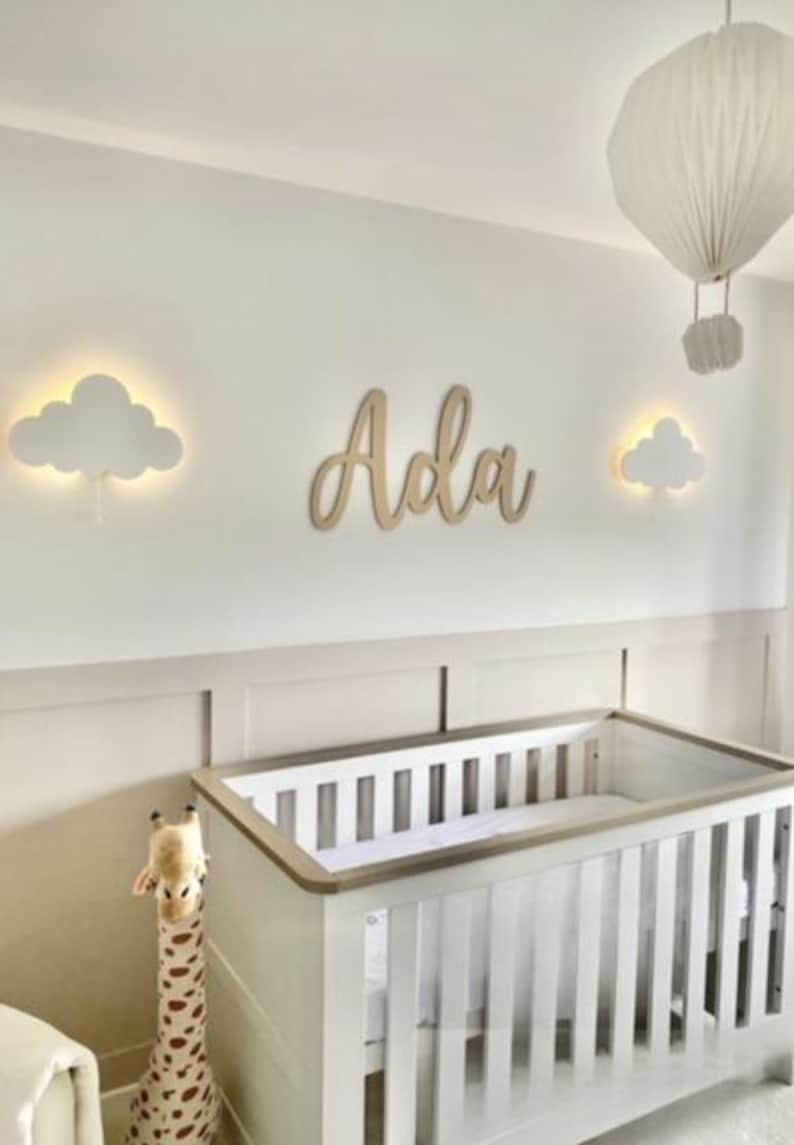 Letrero de madera personalizado con nombre - Decoración de pared a medida - Letrero con nombre para bebé para la habitación infantil - Decoración del hogar - Letrero con nombre para dormitorio infantil - VARIOS TAMAÑOS imagen 9
