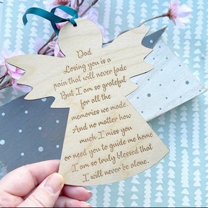 In Memory Of DAD Hanging Angel, In Loving Memory On Fathers Day, Memorial Angel Personalised Decoration In Remembrance FATHER&#39;S DAY Memorial