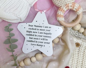 Personalised Hanging Star Sign for Mummy to Be – Heartfelt Verse from Bump