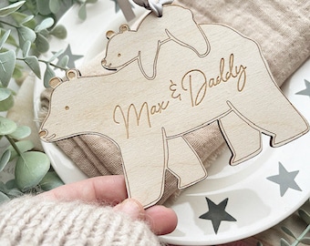 Daddy (Grandad) & Me BEAR Decoration - Daddy Bear and Baby Bear Decoration - Personalised Bear Ornament - Gifts For Daddy, Birthday Dad Gift