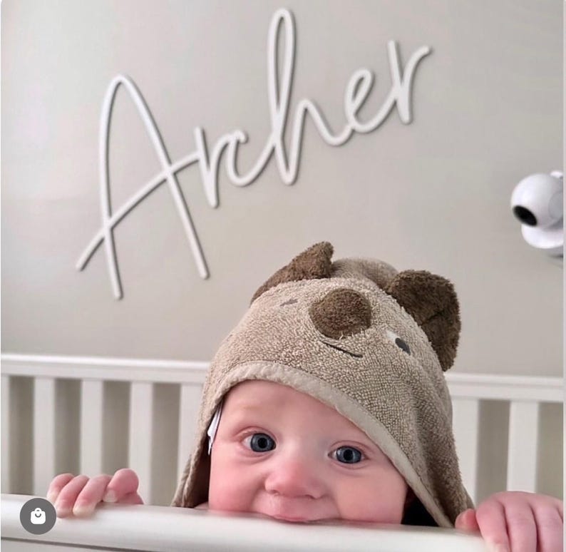 Scribble Font Wooden Name Sign – Personalised Nursery Wall Decor afbeelding 9