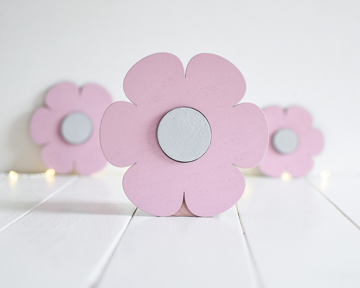 Flores de madera pintadas pared decoración conjunto de 3 | Etsy