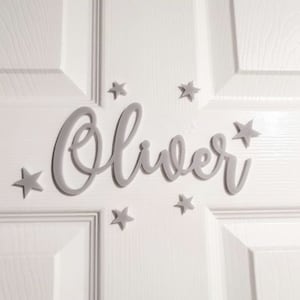 Coloured Acrylic Door Name Sign with Stars or Hearts - Nursery or Children's Bedroom Sign - Baby Name - Laser Coloured Acrylic Toy Box Sign