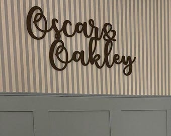 Extra Large Wooden Double Name Sign - Sign for siblings sharing a room, double-barrel names or first and middle names displayed together.
