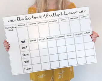 GIANT Laser Engraved Personalised Family & Meal White Board Wipeable Wall Planner - Large Wall Planner - Daily Life Planner - Family Life