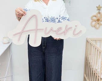 Wooden Bubble SCRIBBLE Font 60cm Name Sign in Various Colours