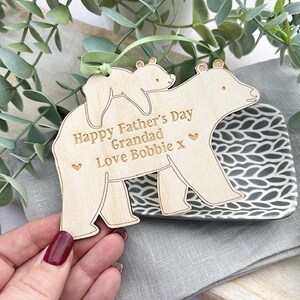 Happy Father's Day GRANDAD Double BEAR Decoration - Grandad Bear & Baby Bear - Personalised Bear Ornament, Gifts For Grandad Father's Day