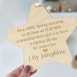 Baby Welcome Personalised Birth Star Sign, Newborn Gift, Welcome To The World, New Baby Boy, New Baby Girl - Christening Gift - Nursery Sign