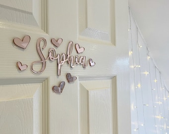 Coloured Acrylic Door Name Sign with Stars or Hearts - Nursery or Children's Bedroom Sign - Baby Name - Laser Coloured Acrylic Toy Box Sign