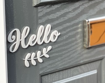 HELLO, GOODBYE, WELCOME 3D Acrylic Front Door Sign & Vine, Letterbox Sign, Outdoor Acrylic Sign Front Door Decoration 3mm Acrylic Sign,