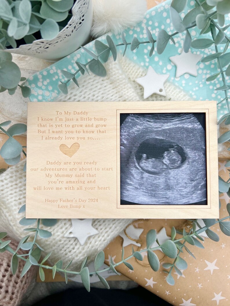 DADDY To Be on Father's Day 2024 I'm Just A Little Bump Magnet Scan Frame Decor, Ultrasound Scan Gift, Pregnancy Announcement Gift from Bump image 3