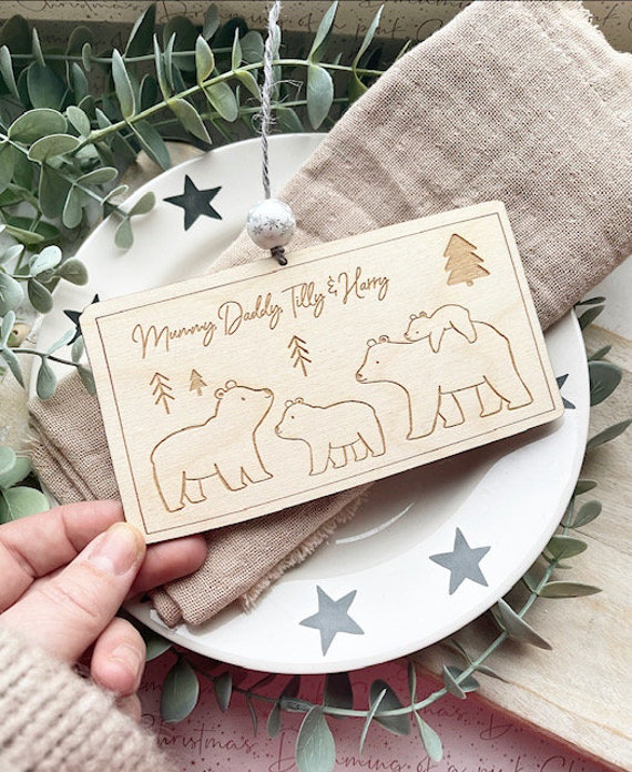 Our Family BEAR Wooden Decoration Personalised Decorations Family Gifts  Daddy Bear Baby Bear Decoration Mummy Bear Sign