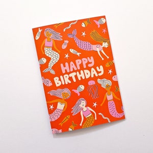 Happy Birthday Mermaids Greeting Card, Girls, Children's, Kid's Birthday Card