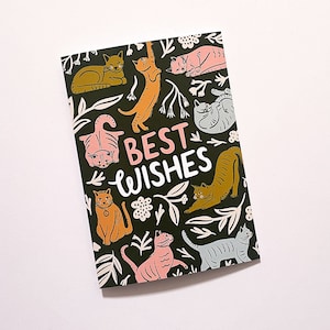 Beste wensen wenskaart, katten, kattenliefhebbers, kaart, beste wensen voor moeder, vriend, collega kaart