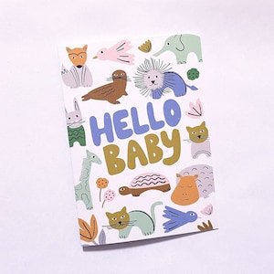 Carte de voeux Hello Baby, bébé, baby shower, nouveau-né, carte de naissance