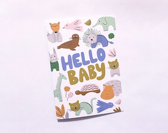 Hello Baby Greeting Card | Baby Gift Card | Baby Shower Card | Newborn Baby Card | Recycled Card and Envelope