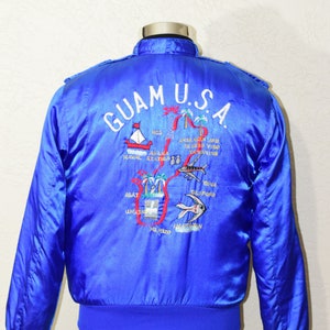 Vintage GUAM Bomber Jacket Satin Sammys Embroidery Kanye