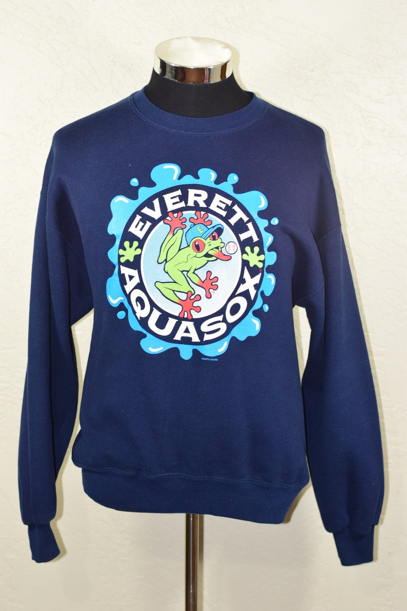 Seattle Mariners Baseball Crewneck Everett Aquasox Vintage Sweatshirt 90s Large