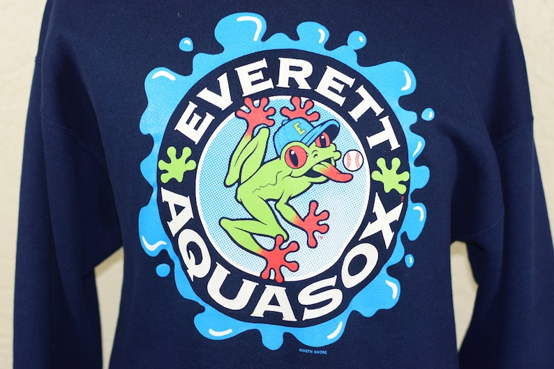 Seattle Mariners Baseball Crewneck Everett Aquasox Vintage Sweatshirt 90s Large