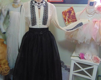 Vintage Elegance Stunning Organza and Net beaded Skirt sz 12 Gothic Steampunk Special Occasion