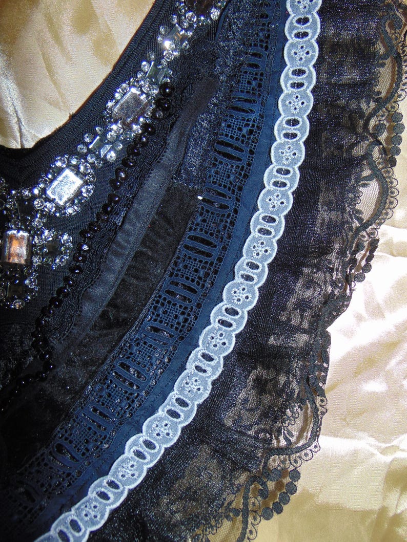 Victorian Gothic Vintage Steampunk Embellished Velvet Collar Cosplay Adorned Vintage image 2