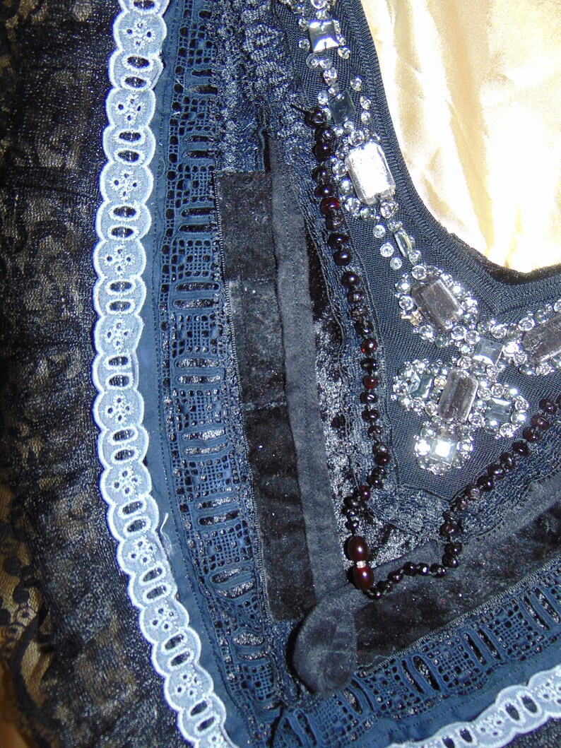 Victorian Gothic Vintage Steampunk Embellished Velvet Collar Cosplay Adorned Vintage image 3