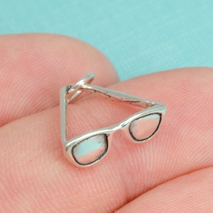 Sterling Silver 3D Sunglasses Bracelet Charm, Summer, Beach, Pendant, Jewelry, .925 Silver, DIY Bracelet, (C163)