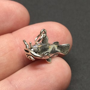 Sterling Silver Catfish Charm, .925 Silver, Camping, Fishing, DIY, Bracelet Charms, Pendant (C694)