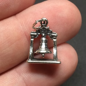 Sterling Silver Liberty Bell Charm, .925 Silver, History, Pennsylvania, United States, DIY, Bracelet Charms, Pendant (C700)